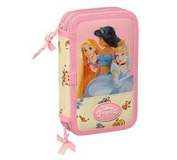 Princesas Disney Magical - Estuche Escolar Niño, Estuche con Colores, con 28 Útiles Incluidos, Ideal para Niños, Cómodo y Versátil, Calidad y Resistencia, 12.5x4x19.5 cm, Color Rosa y Beige