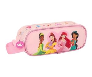 Princesas Disney Summer Adventures - Portatodo Doble Niño, Estuche Infantil, Estuche Niño, Ideal para Niños en Edad Escolar, Cómodo y Versátil, Calidad y Resistencia, 21x6x8 cm, Color Rosa Claro
