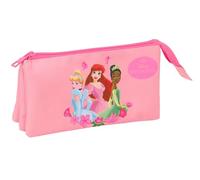 Princesas - Portatodo Triple, Estuche Infantil, Estuche Niño, Ideal para Niños en Edad Escolar, Cómodo y Versátil, Calidad y Resistencia, 22x3x12 cm