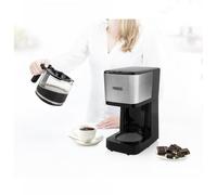 Princess 246031 - Cafetera con filtro permanente compacta, 1,25 L, 750 W, acero inoxidable, jarra de cristal para 12 tazas