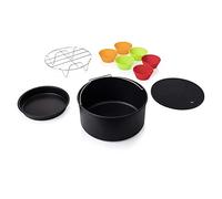 Princess 182011 Accesorios para Freidoras Sin Aceite, Set de 10, Apto para 182020 Y 182021, 1 molde hornear, 1 bandeja pizza, 1 rejilla, 6 moldes de silicona para muffins, 1 salvamanteles, Negro