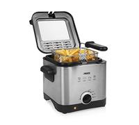 Princess 182612 Freidora eléctrica, termostato regulable con temperatura máxima de 190ºC, volumen de 1,5 L, 400 g de patatas fritas, tapa con gran ventana de visión, filtro para olores, 1000 W