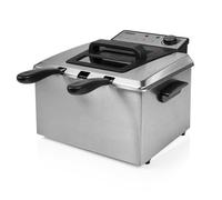 Princess 185000 - Freidora con 3 cestas semiprofesional, una grande y dos pequeñas, zona fría, potencia de 3270 W, volumen de 5 litros, acero inoxidable