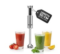 Princess Batidora de Mano de Acero Inoxidable Prof XXL, 1500W, Brazo Extra Largo 50 cm, 5 Velocidades + Turbo, 4 Cuchillas, Vaso con Tapa Antideslizante, Apta Lavavajillas, 221233