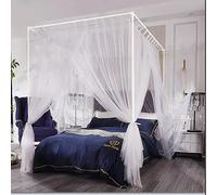 Princess Bed Netting Canopy Litera Canopy Cortina Marco de la Cama Antimosquitos Antideslumbrante Canopy Marco de la Cama Postes con Cortinas, Blanco, Queen