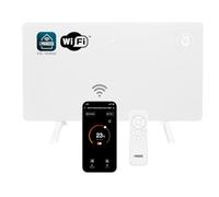 Princess Calefactor de infrarrojos inteligente - Cristal de carbono - 480 W - Termostato regulable hasta los 50 °C - Temporizador 24 h - Programación semanal - Blanco o Negro (Blanco)