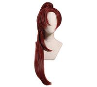 Princess Connect! Re: dive Akino Cosplay peluca 80cm pelo rojo oscuro con chip coletas fiesta de Halloween Akino pelucas de Borgoña