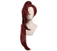 Princess Connect! Re: Dive Akino Cosplay Peluca 80cm Pelo rojo oscuro con Chip Ponytails Fiesta de Halloween Borgoña Pelucas PL-757