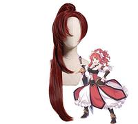 Princess Connect! Re: dive Akino Wig Cosplay disfraz 80cm peluca roja oscura con chip Ponytails fiesta de Halloween juego de roles pelucas 747