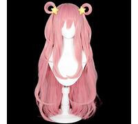 Princess Connect! Re Dive Hatsune Light Pink Long Cosplay Pelucas 100cm Pelo sintético resistente al calor + Peluca gratis Cap Peluca y horquilla de estrella