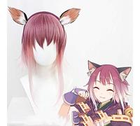 Princess Connect! Re: dive Tamaki Cosplay Wigs Three Color Gradient is Short Hair with Ears Costume Prop Fancy Wig Pelucas y orejas