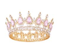 Princess Crown Pink Peach Glinda the Good Witch Costume Women Adult Queen Tiara - Vofler Coronas Para 15 Anos Gold Pastel Cake Topper for Girl Bride