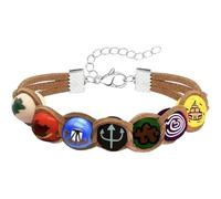 PRINCESS CUTENESS STORE Percy Jackson Annabeth Chase Brown Faux Leather Cord Colorful Painted Wooden Bead Demigod Olympian Lobster Clasp Bracelet