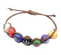 PRINCESS CUTENESS STORE Percy Jackson Annabeth Chase - Pulsera de cordón de piel sintética marrón pintada con cuentas de madera coloridas, semidiós olímpicos, M, Ante sintético, No es una piedra