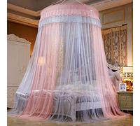 Princess Dome Mosquitera con dosel de cama de color de doble costura con luz LED, carpa de cama colgante para camas individuales a tamaño king, ideal para dormitorio decorativo-A