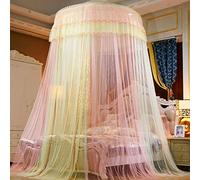Princess Dome Mosquitera con dosel de cama de color de doble costura con luz LED, carpa de cama colgante para camas individuales a tamaño king, ideal para dormitorio decorativo-D