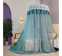 Princess Dome Mosquitera con dosel de hilo de doble capa para cama doble, tienda de cama colgante de encaje para camas individuales a king, ideal para dormitorio decorativo-Verde oscuro