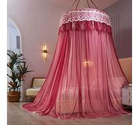 Princess Dome Mosquitera con dosel de hilo de doble capa para cama doble, tienda de cama colgante de encaje para camas individuales a king, ideal para dormitorio decorativo-Granate