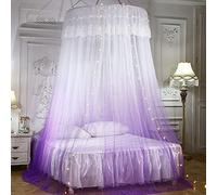 Princess Dome - Mosquitera Con Dosel Para Cama Doble Con Cadena De Luz Led, Tienda De Cama Colgante De Color Degradado De Encaje Para Camas Individuales a Tamaño King,dormitorio Decorativo-Púrpura