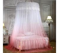 Princess Dome - Mosquitera Con Dosel Para Cama Doble Con Cadena De Luz Led, Tienda De Cama Colgante De Color Degradado De Encaje Para Camas Individuales a Tamaño King,dormitorio Decorativo-Rosa