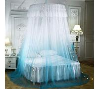 Princess Dome - Mosquitera Con Dosel Para Cama Doble Con Cadena De Luz Led, Tienda De Cama Colgante De Color Degradado De Encaje Para Camas Individuales a Tamaño King,dormitorio Decorativo-Azul
