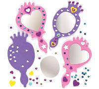 Princess Foam Mirror Kits Espejo autoadhesivo y decoraciones de espuma, actividad artesanal para niños (paquete de 4)