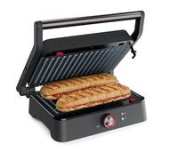 Princess Grill de Contacto, Apertura 180°, Placas Desmontables, Termostato Ajustable, Recogegrasas, Sin PFAS, 1500 W, Superficie 27,5 x 18 cm, Acero Inoxidable, 117502