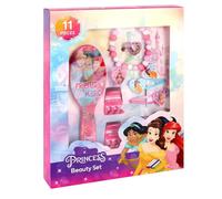Princess Hair & Jewellery Beauty Set para niñas - 11 piezas para niños, cepillo, pulsera, anillos, pinzas para el pelo y elásticos, juego de regalo en caja de presentación - Accesorios de juego de