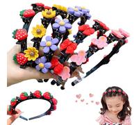 Princess Hairstyle Hairpin,Summer Little Girl Hair Hairpin Headdress,Cartoon Headbands Plait Hair Tools,Double Layer Headbands With Clips (5PC)