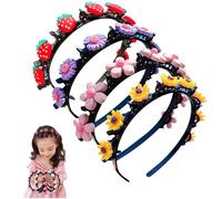 Princess Hairstyle Hairpin,Summer Little Girl Hair Hairpin Headdress,Cartoon Headbands Plait Hair Tools,Double Layer Headbands With Clips (4PC)