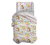 Princess, Juego de Funda nórdica Individual de algodón, Rosa, Funda de 155 x 200 cm, Funda de Almohada de 50 x 80 cm, diseño de Disney, 100% algodón, Producto Oficial