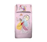 Princess - Juego de sábanas para Cama Individual Disney, sábana encimera, sábana Bajera Ajustable, Funda de Almohada, Color Rosa, Disney, 100% algodón, Producto Oficial