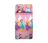 Princess, Juego de sábanas para Cama Individual, Juego de sábanas de Disney, sábana encimera, sábana Bajera Ajustable, Funda de Almohada, Rosa, Disney, 100% algodón, Producto Oficial