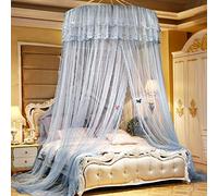 Princess Lace Mosquito Net Dome Bed Doble Canopy, Cordón Colgando Tienda de campaña Tienda de dormitorio para camas individuales a King Size Ideal para dormitorio decorativo-gris