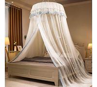Princess Mosquito Net Dome Bed Double Cama con luz de cuerda LED, tienda de campaña para colgar para camas individuales a king Ideal para dormitorio decorativo-Blue2