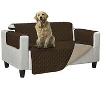 Princess & Prince Funda de sofá acolchada bicolor antimanchas de doble cara, 3 plazas, 279 x 180 cm, marrón-crema