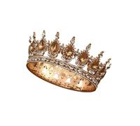 Princess Queen Crown Full Round Crystal King Tiaras Bridal Wedding Hair Accessoriesedding Tiara para Fiesta de Cumpleaños(Color 04)
