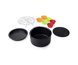 Princess Set de Accesorios Airfryer 10 Piezas para Freidora sin Aceite 4,5 L y 5,2 L, Kit Repostería con Bandeja Pizza, Molde para Tartas, Parrilla, Moldes Muffins y Soporte, 182012