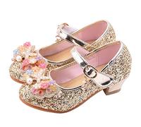 Princess Shoes for Girls Sparkly High Heels Dress Sandals Kids Glitter Bow Ballet Jazz Shoes Children Sequin Crystal Mary Jane Shoe Party Wedding Birthday Prom Pumps