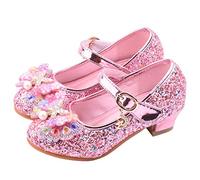 Princess Shoes for Girls Sparkly High Heels Dress Sandals Kids Glitter Bow Ballet Jazz Shoes Children Sequin Crystal Mary Jane Shoe Party Wedding Birthday Prom Pumps