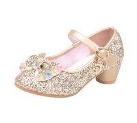 Princess Shoes Girls Glitter High Heels Jazz Ballet Dance Shoes Kids Sparkly Sequin Mary Jane Shoe Children Bowkont Dress Sandals Toddler Casual Crystal Party Pumps