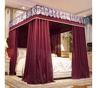 Princess - Toldo para Cama de 4 Esquinas, Color sólido para niñas, Cama Doble, matrimonial, Queen, King Size, Dormitorio de Adultos, Habitaciones de niños, decoración de Red (Rojo