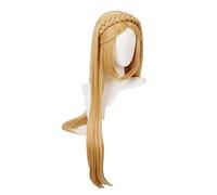Princess Wig Women 80cm Golden Blonde Braided Wigs Cosplay Anime Cosplay Wig Heat Resistant Synthetic Wigs + Wig Cap