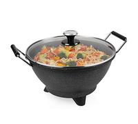 Princess Wok eléctrico Stir-Fry 162389, 1400 W, 7 litros, diámetro 35 cm, termostato ajustable con revestimiento de mármol, color negro