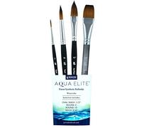 Princeton Artist Brush Co. Aqua Elite - Pinceles Profesionales de Acuarela Serie 4850, Juego de 4 Pinceles sintéticos para Acuarela Kolinsky Sable, Pinceles de Acuarela o Gouache, Pinceles de Pintura