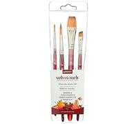 PRINCETON ARTIST BRUSH CO. PRINCETON Velvetouch, Pinceles para multi-técnica de bellas artes, Sintético, Set de 4 pinceles, mango corto, Funda de plástico, 4 unidades