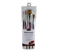 PRINCETON ARTIST BRUSH CO. PRINCETON Velvetouch, Pinceles para multi-técnica de bellas artes, Sintético, Set de 4 pinceles, mango corto, Funda de plástico, 4 unidades