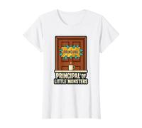 Principal of Little Monsters Maestro Humor Monstruo Halloween Camiseta gráfica económica, Mujer, Blanco, L