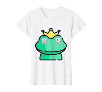 Príncipe de la realeza Rana coronada Camiseta gráfica económica, Mujer, Blanco, L