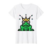 Príncipe de la realeza Rana coronada Camiseta gráfica económica, Mujer, Blanco, M